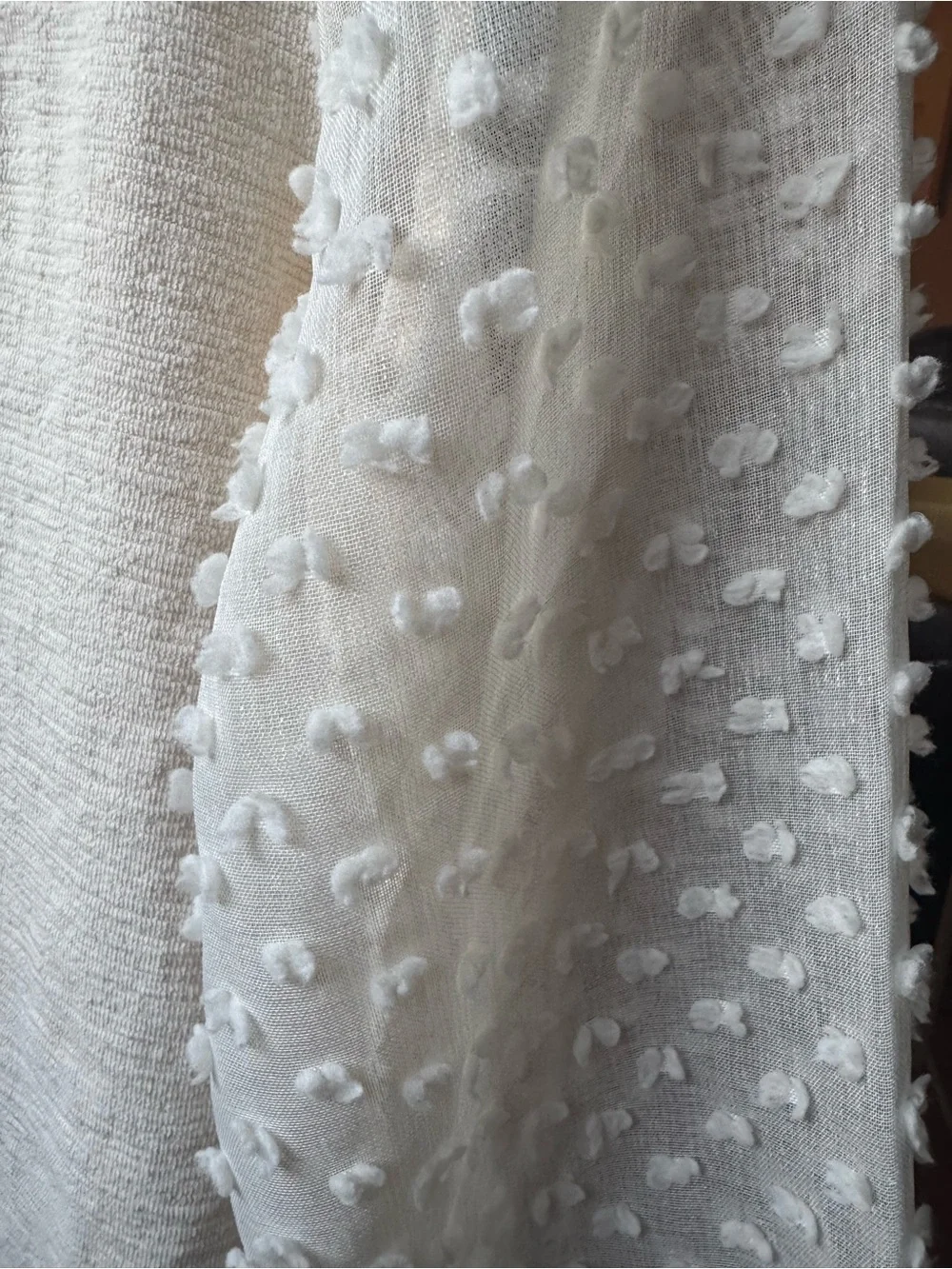 Maeve Anthropologie Swiss Dot Puff Sleeve Knit Top Ivory XS